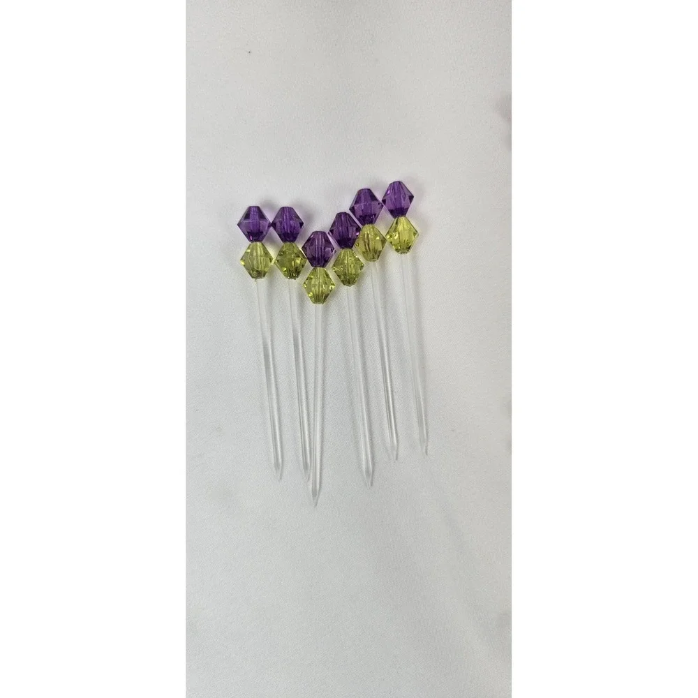 Plastic Cocktail Picks Set Colored Beaded Drink Appetizer‎ Sticks Lot